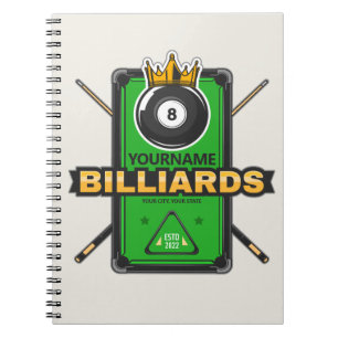 Personlig Poolhall NAME 8 Boll Kronan Biljard Anteckningsbok