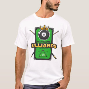 Personlig Poolhall NAME 8 Boll Kronan Biljard T Shirt