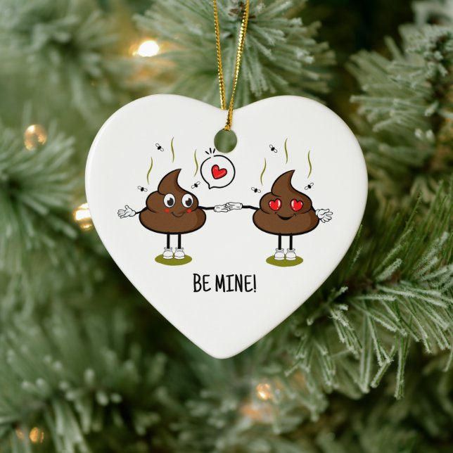 Personlig Poop Emoji Kärlek par Julgransprydnad Keramik (Träd)