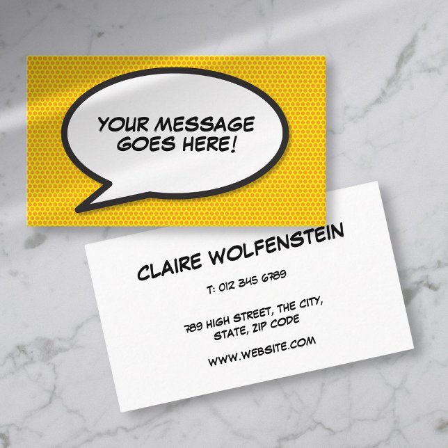 Personlig Pop Art Serietidning Pratbubbla Visitkort (Personalised Pop Art Comic Book Speech Bubble Business Card)