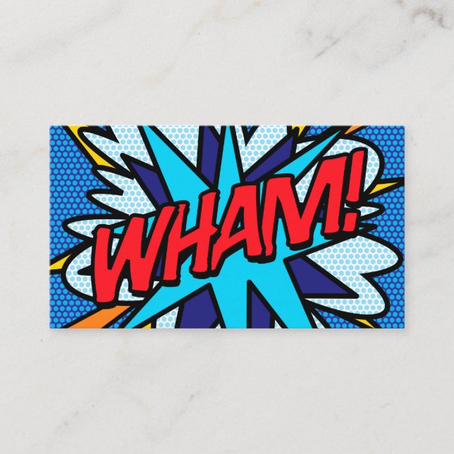 Personlig Pop Art Serietidning WHAM! Visitkort (Framsida)