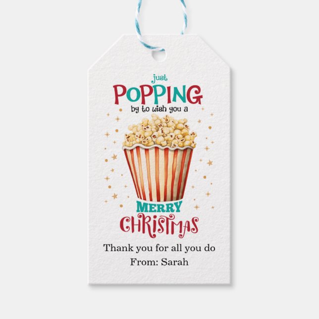 Personlig Popcorn Present till Lärare Julpresentta Presentetikett (Framsidan)