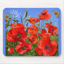 Personlig Poppy Fält och Butterflies Monogram Musmatta