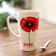 Personlig Poppy Flower Blommigt Large Latte Mugg