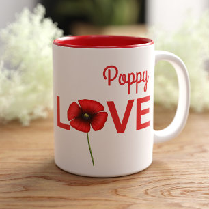 Personlig Poppy Flower Kärlek Coffee Mugg