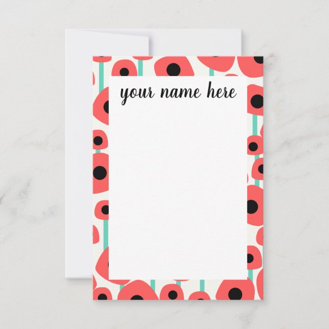 Personlig Poppy Flowers Notecards Tack Kort (Framsida)