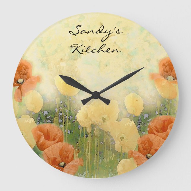 Personlig Poppy Kitchen Clock Stor Klocka (Framsida)