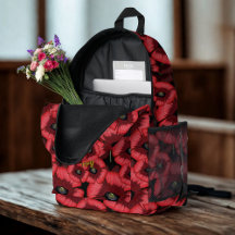 Personlig Poppy Mönster Red Blommigt-ryggsäck