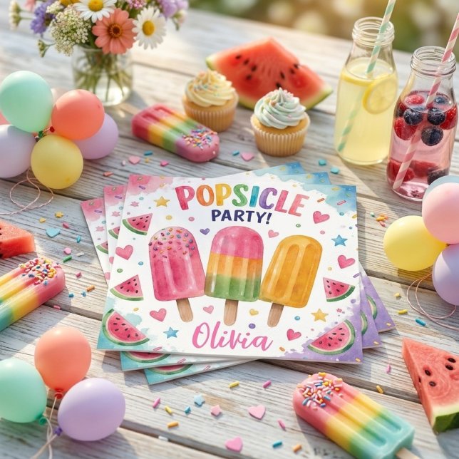 Personlig Popsicle-fest sommar födelsedagsfest Pappersservett (Skapare uppladdad)