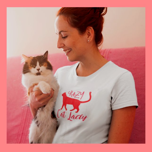 Personlig Popular Crazy Cat Dam T Shirt (Skapare uppladdad)