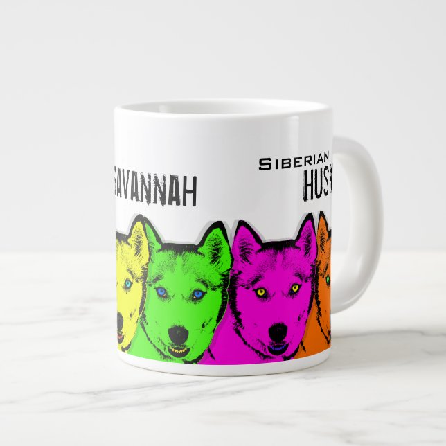 Personlig popup-konst Siberian husky Jumbo Mugg (Framsida höger)