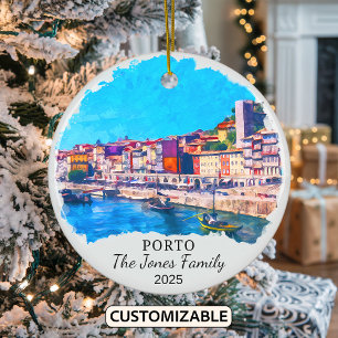 Personlig Porto Ornament, Portugal Gift Julgransprydnad Keramik