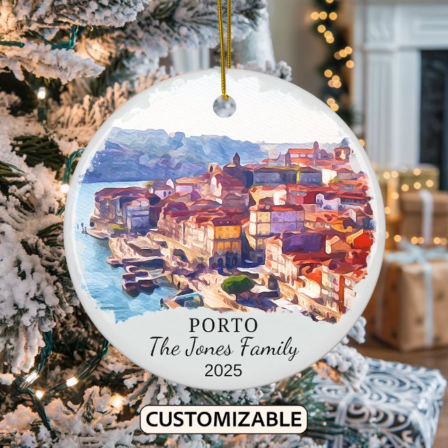 Personlig Porto Ornament, Portugal Gift Julgransprydnad Keramik (Skapare uppladdad)