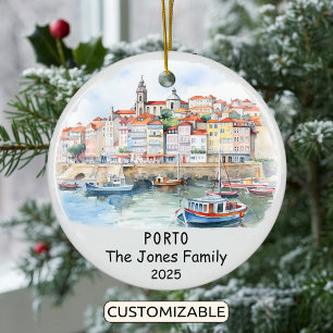 Personlig Porto Ornament, Portugal Julgransprydnad Keramik