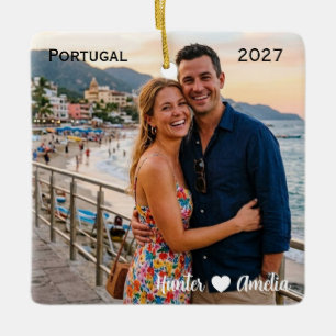 Personlig Porto Portugal Foto Bröllopsresa Julgransprydnad Keramik