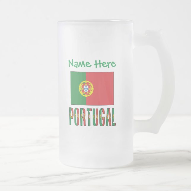 Personlig portugisisk flagga arv frostat ölglas (Höger)