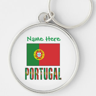 Personlig portugisisk flagga arv rund silverfärgad nyckelring
