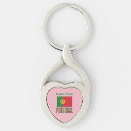 Personlig portugisisk flagga arvs hjärta twisted heart silverfärgad nyckelring