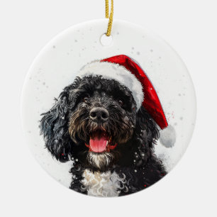 Personlig portugisisk vattens hund jul julgransprydnad keramik