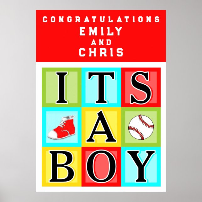 Personlig Poster för Baby Boy Baby Shower (Framsidan)