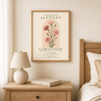 Personlig poster med januarens födelsedagsblomma