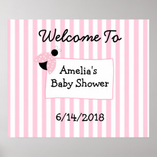 Personlig Poster Rosa Ladybug Poster Banner
