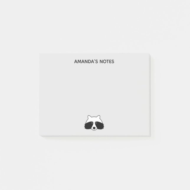 Personlig PostIT®-anteckningar med söt rackoon-log Post-it Block (Framsida)