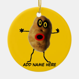 Personlig Potato Tecknad Julgransprydnad Keramik