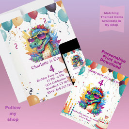Personlig Prag & Download Girls Birthday Inbjudningar