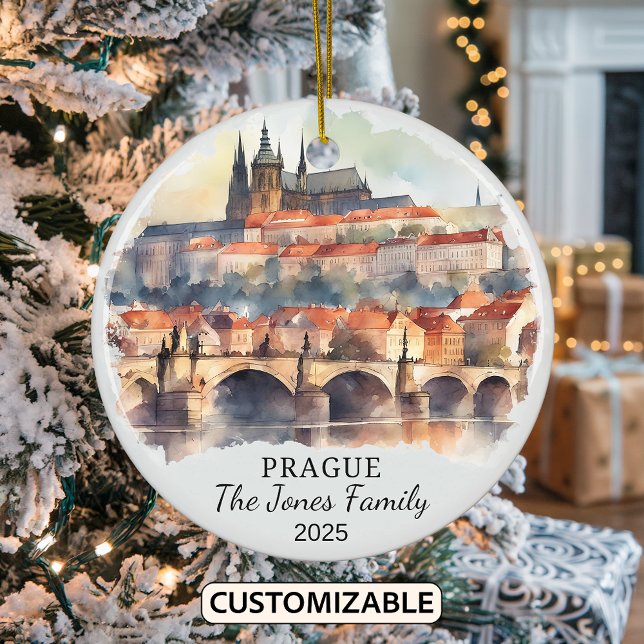 Personlig Prag Ornament, Tjeckien Gift Julgransprydnad Keramik (Skapare uppladdad)