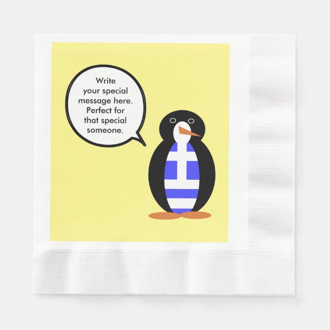 Personlig pratande grekisk flagga Ms Penguin Pappersservett (Framsidan)