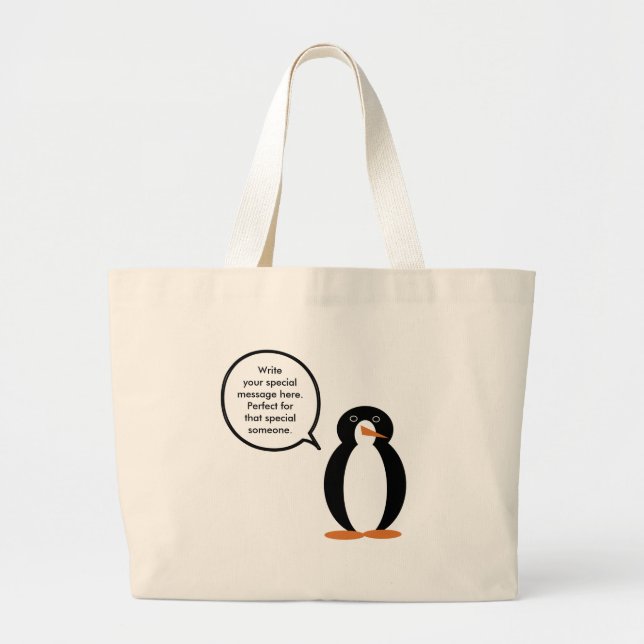 Personlig pratande pingvinhona Ms. Penguin i födel Jumbo Tygkasse (Framsidan)