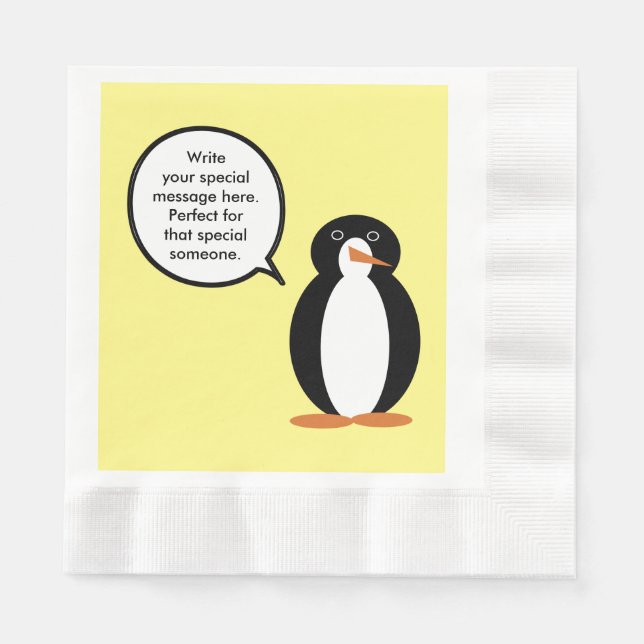 Personlig pratande pingvinhona Ms. Penguin i födel Pappersservett (Framsidan)