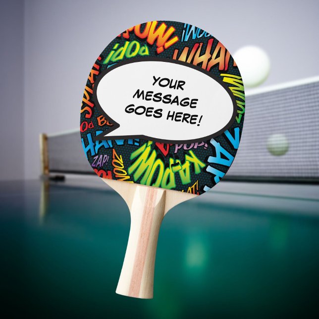 Personlig pratbubbla rolig cool seriebok pingisracket (Personalized Speech Bubble Funny Cool Comic Book Ping Pong Paddle)
