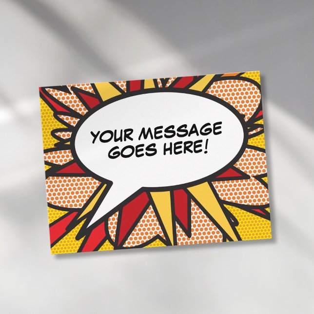 Personlig pratbubbla rolig retro serietidning vykort (Personalized Speech Bubble Fun Retro Comic Book Postcard)