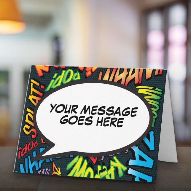 Personlig pratbubbla Rolig serietidning Kort (Personalized Speech Bubble Fun Comic Book Card)