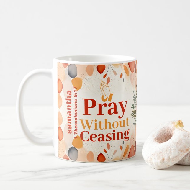 Personlig Pray utan att stoppa Boho Christian Kaffemugg (Med munk)