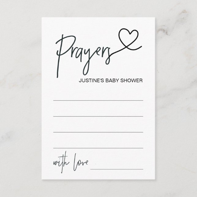 Personlig Prayer Card för babyskor med hjärta Tilläggskort (Framsida)