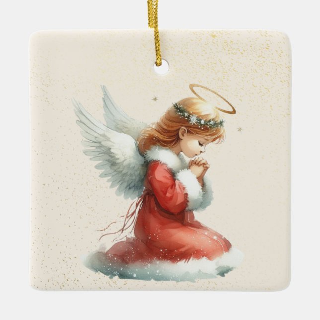 Personlig Praying Girl Angel jul Ornament (Framsida)