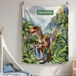 Personlig Prehistorisk dinosaur Blanket Birthday Fleecefilt