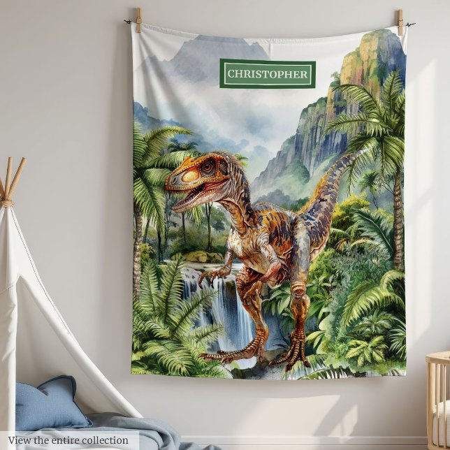Personlig Prehistorisk dinosaur Blanket Birthday Fleecefilt (Personalized Prehistoric Dinosaur Blanket Birthday Gift)