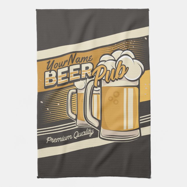 Personlig Premium Kall Beer Mugg Pub Pub Kökshandduk (Vertikal)