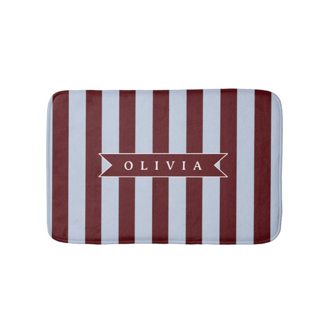 Personlig Preppy Brun Blå Cabana-randig Badrumsmatta (Framsidan)