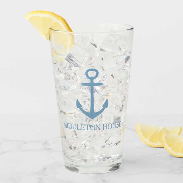 Personlig Preppy Carolina Blue Ankar Glaskopp (Framsida Ice)