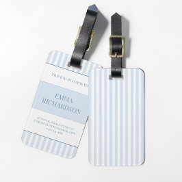 Personlig Preppy Dammtorblue Randig Namn Resa Bagagebricka