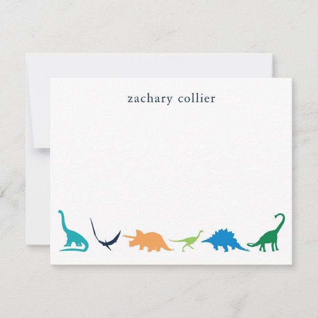 Personlig Preppy Dinosaur Tack Stationery (Framsida)