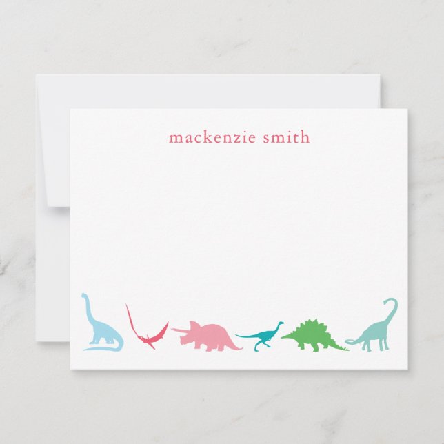 Personlig Preppy Dinosaur Tack Stationery Anteckningskort (Framsida)