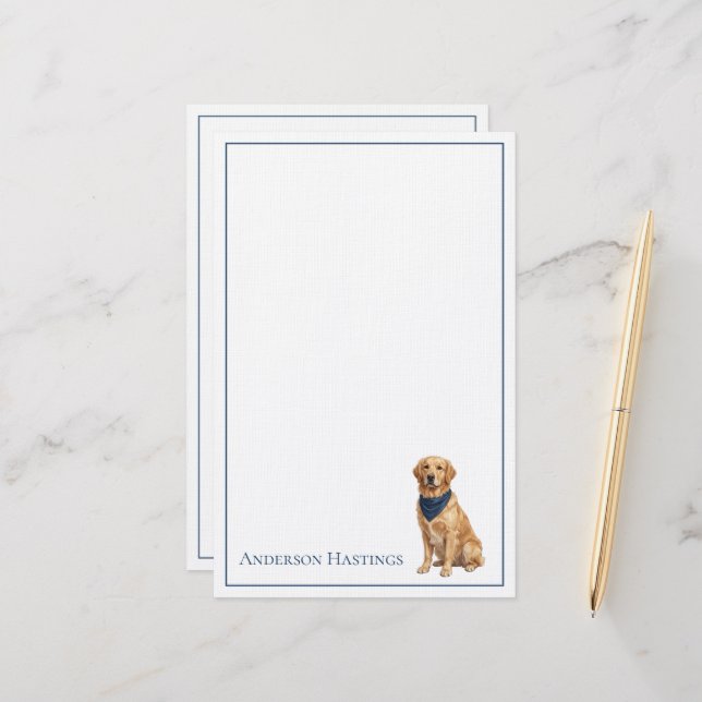 Personlig Preppy Golden Retriever Brevpapper (Fram/Back In Situ)