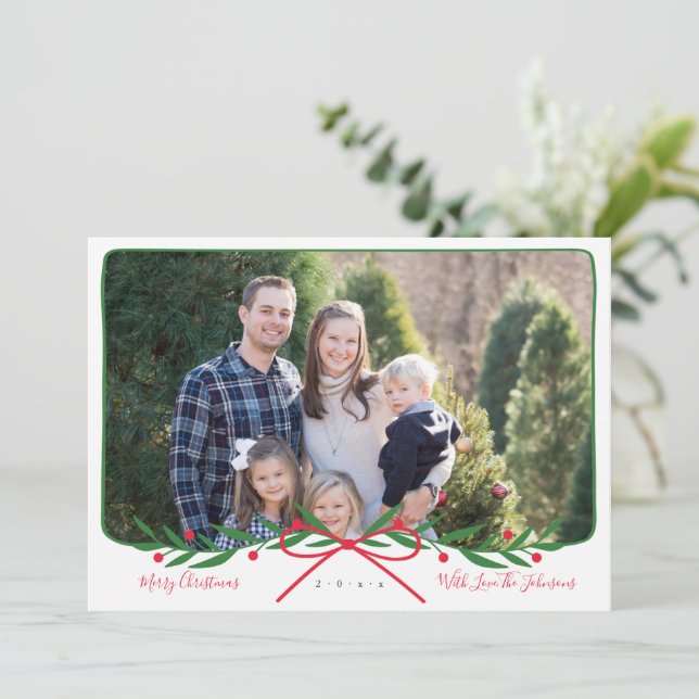 Personlig Preppy Helgdag Utandning med rött ben Julkort (Stående Fram)