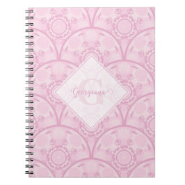 Personlig Preppy in Rosa Mandala Art Deco Anteckningsbok